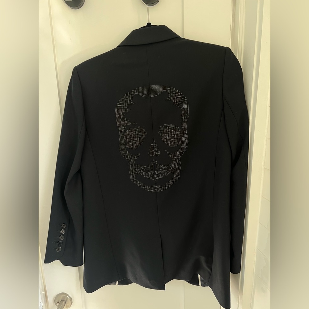 Zadig & Voltaire Blazer with Skull Studded Design in Navy Size Small